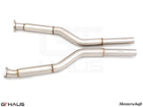 Premium stainless steel section 1 pipes for BMW E63/64 M6, replacing second cats with straight design for enhanced performance.