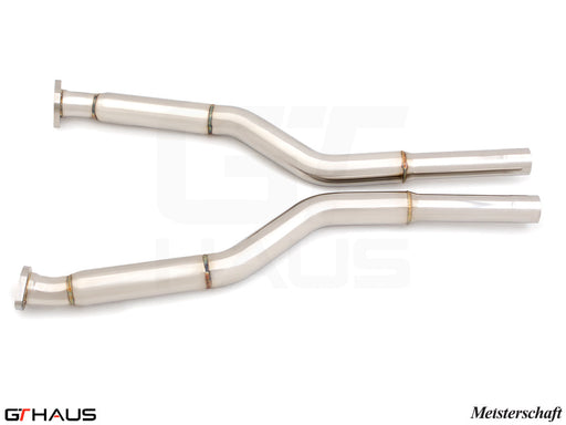 Premium stainless steel section 1 pipes for BMW E63/64 M6, replacing second cats with straight design for enhanced performance.