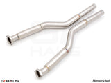 Premium stainless steel section 1 exhaust pipes for BMW E63/64 M6, designed to replace second cats with straight pipes.