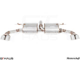 Premium performance exhaust system for BMW E70 X5 SAV 3.0i, featuring polished stainless steel construction and dual tips.