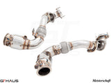 Premium down pipe for BMW E70 X5 SAV 2007-2013 with 400CEL sport cats for enhanced performance and sound.