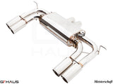 Premium Meisterschaft exhaust system for BMW E70 X5M V8 Twin Turbo, featuring polished stainless steel and dual tips.