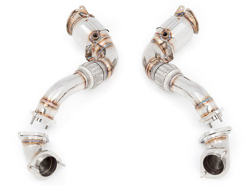 High-performance down pipes for BMW E71 X6 SAV, featuring 400CEL sport cats for enhanced exhaust flow and efficiency.