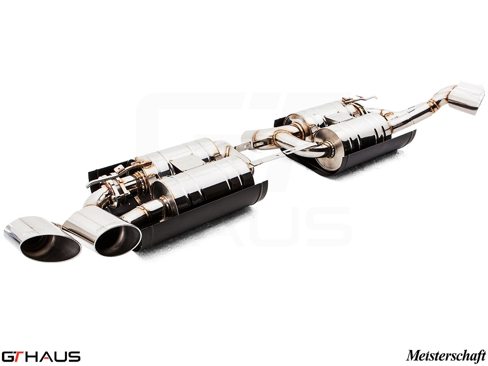 Premium exhaust system for BMW E71 X6 SAV Sport 5.0i, featuring polished tips and advanced valve control.