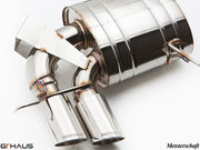 Premium Meisterschaft exhaust system for BMW E82/88 1 Series 135i, showcasing polished stainless steel construction.