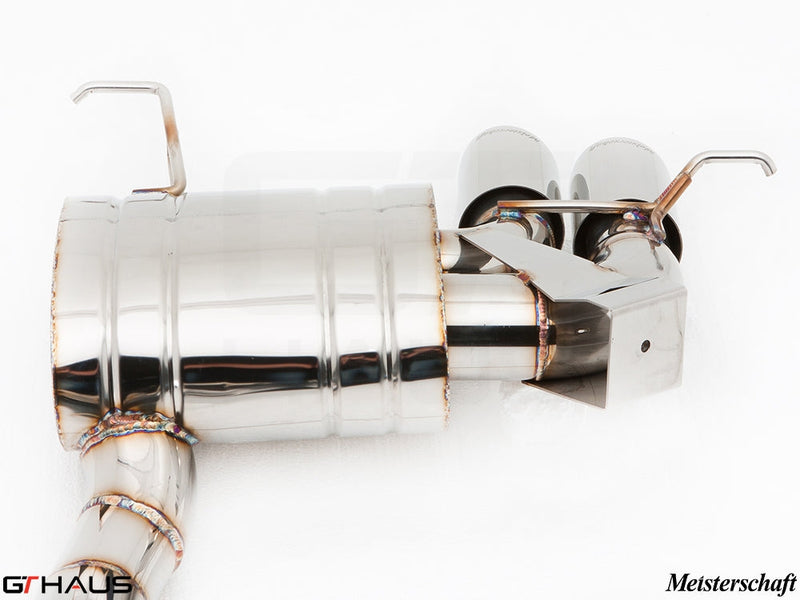 Premium stainless steel exhaust system for BMW E82/88 1 Series 135i, featuring Meisterschaft design and electronic valve control.