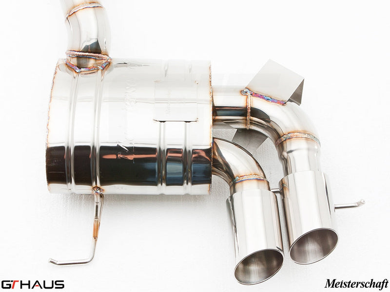 Premium stainless steel exhaust system for BMW E82/88 135i, featuring dual tips and precision welding for enhanced performance.