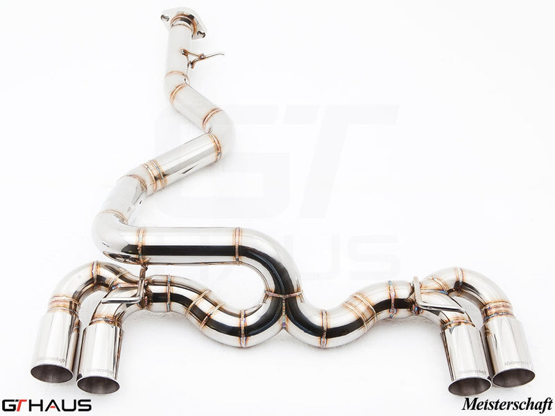 Premium performance exhaust system for BMW E82/88 1 Series 1M, featuring stainless steel construction and sleek design.