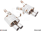 Premium exhaust system for BMW E85/86 Z4M (S54) featuring polished stainless steel construction and dual tips.
