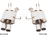 Premium stainless steel exhaust system for BMW E85/86 Z4M, featuring dual tips and precision craftsmanship.