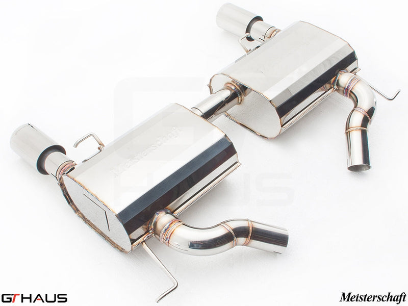 Premium Meisterschaft exhaust system for BMW E90/91/92/93 335i/xi models, featuring stainless steel construction.