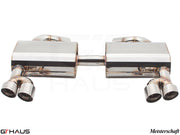 Premium exhaust system for BMW E90/91/92/93 335i/xi models, featuring polished tips and superior craftsmanship.
