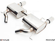 Premium Meisterschaft exhaust system for BMW E90/91/92/93 335i/xi models, featuring polished stainless steel construction.