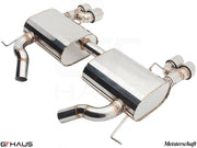 Premium Meisterschaft exhaust system for BMW E90/91/92/93 335i/xi models, featuring polished stainless steel construction.