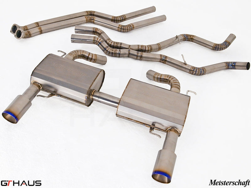 Premium exhaust system for BMW E90/91/92/93 335i/xi models, featuring stainless steel construction and performance design.