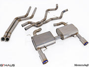 Premium exhaust system for BMW E90/91/92/93 335i/xi models, featuring stainless steel construction and performance design.