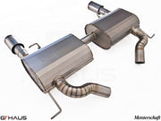 Premium performance exhaust system for BMW E90/91/92/93 335i/xi models, featuring stainless steel construction and dual tips.