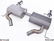 Premium performance exhaust system for BMW E90/91/92/93 335i/xi models, featuring stainless steel construction and dual tips.