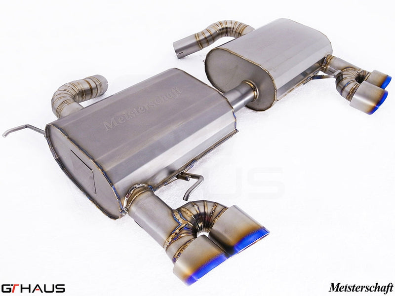 Premium Meisterschaft exhaust system for BMW E90/91/92/93 335i/xi models, featuring stainless steel construction and performance design.