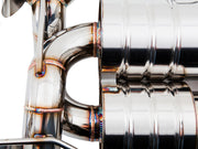 Premium stainless steel exhaust system for BMW E90/92/93 M3 4.0L V8, showcasing precision welds and craftsmanship.