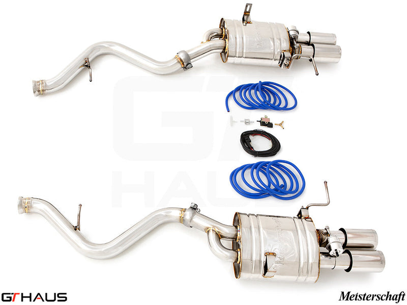 Premium performance exhaust system for BMW E90/92/93 M3 4.0L V8, featuring stainless steel construction and electronic valve control.
