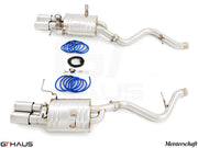 Premium exhaust system for BMW E90/92/93 M3 4.0L V8, featuring stainless steel construction and performance enhancements.