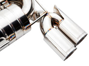 Premium exhaust system for BMW E90/92/93 M3 4.0L V8, featuring polished stainless steel tips and precision craftsmanship.
