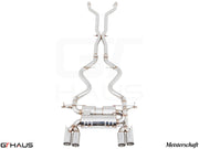 Premium performance exhaust system for BMW E90/92/93 M3 4.0L V8, featuring stainless steel construction and dual tips.