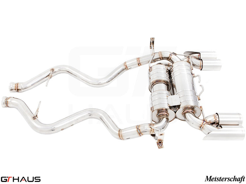 Premium exhaust system for BMW E90/92/93 M3 4.0L V8, featuring stainless steel construction and enhanced performance.
