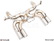 Premium stainless steel exhaust system for BMW E90/92/93 M3 4.0L V8, featuring Meisterschaft craftsmanship.
