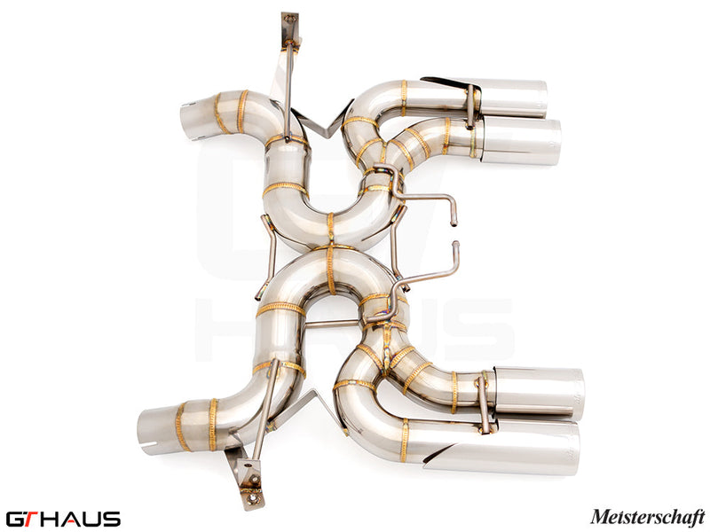 Premium stainless steel exhaust system for BMW E90/92/93 M3 4.0L V8, designed for enhanced performance and sound.