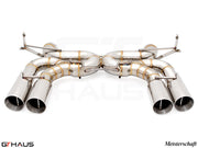 Premium performance exhaust system for BMW E90/92/93 M3 4.0L V8, featuring stainless steel construction and dual tips.
