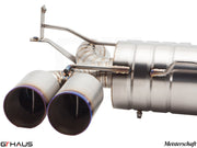Premium exhaust system for BMW E90/92/93 M3 featuring dual tips and stainless steel construction. Ideal for performance enhancement.