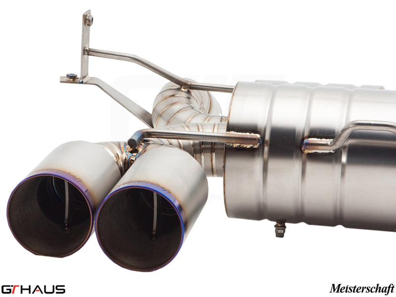Premium exhaust system for BMW E90/92/93 M3 featuring dual tips and stainless steel construction. Ideal for performance enhancement.