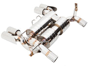 Premium performance exhaust system for BMW E90/92/93 M3 4.0L V8, featuring stainless steel construction and dual tips.
