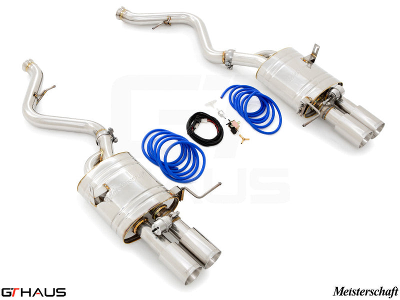 Premium exhaust system for BMW E90/92/93 M3 4.0L V8, featuring stainless steel construction and electronic valve control.