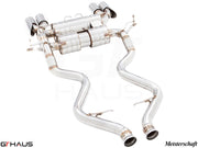 Premium performance exhaust system for BMW E90/92/93 M3 4.0L V8, featuring stainless steel construction and dual tips.
