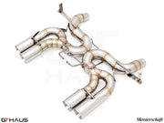 Premium stainless steel exhaust system for BMW E90/92/93 M3 4.0L V8, featuring Meisterschaft craftsmanship and performance.