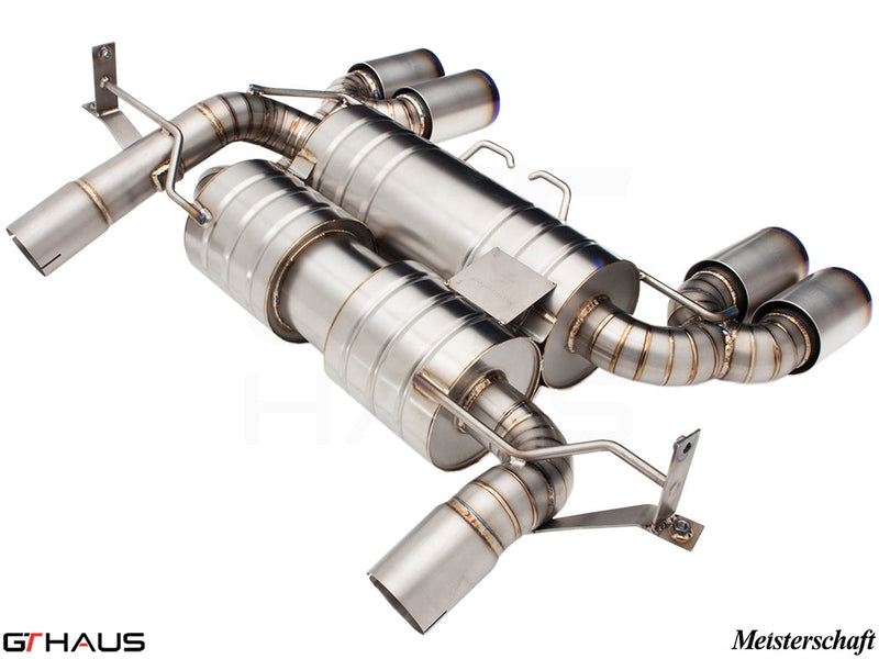Premium performance exhaust system for BMW E90/92/93 M3 4.0L V8, featuring stainless steel construction and enhanced sound.