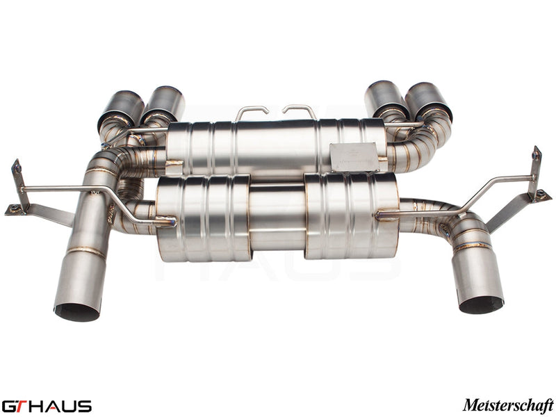 Premium exhaust system for BMW E90/92/93 M3 4.0L V8, featuring stainless steel construction and enhanced performance.