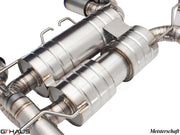 Premium exhaust system for BMW E90/92/93 M3 4.0L V8, featuring stainless steel construction and precision engineering.