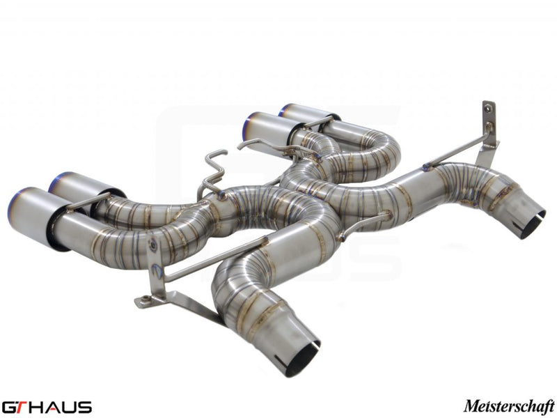 Premium exhaust system for BMW E90/92/93 M3 4.0L V8, featuring stainless steel construction and precision engineering.