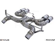 Premium performance exhaust system for BMW E90/92/93 M3 4.0L V8, featuring stainless steel construction and sleek design.