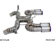 Premium Meisterschaft exhaust system for BMW E90/92/93 M3 4.0L V8, featuring stainless steel construction and quad tips.