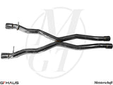 BMW F01/F02 7 Series 2009-2015 Cat-Back Mid Pipe Section 2, LWB version, featuring polished stainless steel construction.