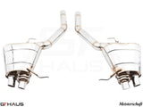 Premium exhaust system for BMW F01/F02 7 Series ALPINA B7, featuring polished stainless steel design and dual tips.