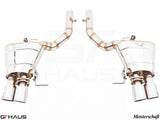 Premium performance exhaust system for BMW F06 6 Series Gran Coupe 650i/xi, featuring polished stainless steel construction.