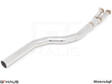 BMW F10 5 Series 2011-2016 full cat-back resonator delete bolt-on pipe with four-tip application, made from stainless steel.