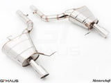 Premium performance exhaust system for BMW F10 5 Series 535i Sedan, featuring stainless steel construction and sleek design.