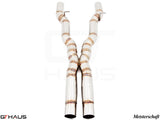 BMW F10 5 Series 2011-2016 Cat-Back Mid Resonator Delete X Pipe for 550i model, featuring polished stainless steel construction.
